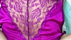 Purple satin lingerie thong fuck play with colombian babe
