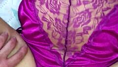 Purple satin lingerie thong fuck play with colombian babe