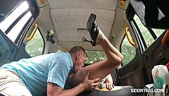 Busty brunette says she enjoyed the hot ride in the taxi