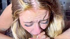 My blonde stepsister's sloppy blowjob before bed