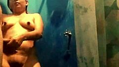 me and my latina milf wife have hot sex in the shower, homemade style