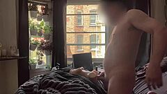 Public toy fuck with window open feels so good!