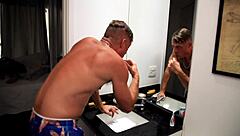 good husband dominates athletic housewife with bdsm before work