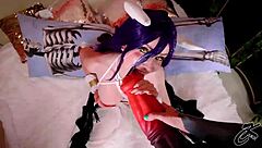 albedo character in costume with various toys and play
