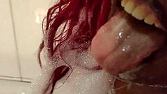 birthday sex party in the bath with big tits and cum on tits facial