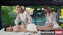 nancy gets oiled massage from hailey and tiffany
