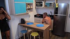 good husband dominates athletic housewife with bdsm before work