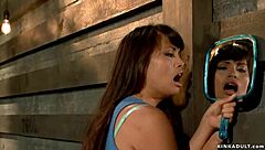 Busty milf whips and canes asian in bondage?