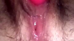 Solo masturbation with vibrator leads to big orgasm with visible contractions