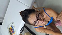 Leaked video of teacher sucking student cock in stockings. Big tits bouncing during fucking.