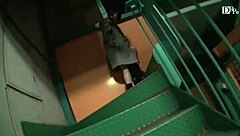 I, a Japanese girl, skip walk with remote vibrator in night alley