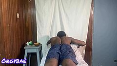 Cum shot on ebony massage therapist