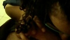 curly girl with glasses sucks in hidden camera view