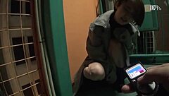 I, a Japanese girl, skip walk with remote vibrator in night alley