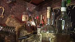 feeling the seduction, pretty fraulein in uniform bent over for muff diving with cute blonde in lingerie, leading to threesome cumshot