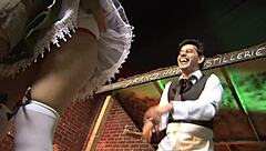 feeling the seduction, pretty fraulein in uniform bent over for muff diving with cute blonde in lingerie, leading to threesome cumshot