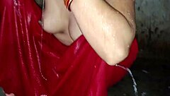 Beautiful Indian Woman Alone in Bathroom