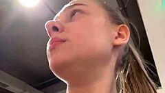 Masturbating to orgasm in the changing room with wet pussy!