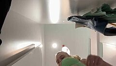 Masturbating to orgasm in the changing room with wet pussy!