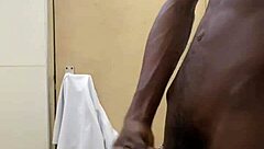 Raw scene of busting nut on big black cock in public bathroom toilet
