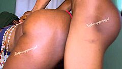 Mature ebony ass shaking spanking with black bodybuilder santa