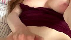 busty british redhead fingers juicy pussy while dirty talking solo with big natural tits