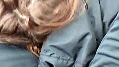 Amber gives blowjob in truck swallows cum