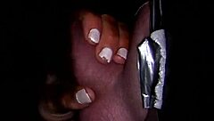 hot brunette sucks big cock in gloryhole