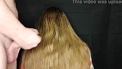 Taboo cum on stepmom's long hair