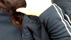 Amber gives blowjob in truck swallows cum