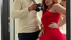 beautiful fat woman in costume leaves redhead with shaky legs in homemade interracial scene