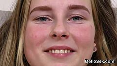 Alluring Teen Fingers Pink Slit To Orgasm