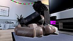 Ebony beauty with big ass takes intense stretching from massive black cock in hardcore session.