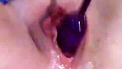 Wife's Intense Emotions In Slow Motion Toy Plunge Into Dripping Squirting Pussy