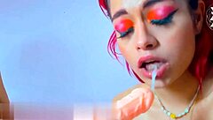 Horny submissive Colombian lesbians share intense kisses, spitting, and sensual pussy licking.