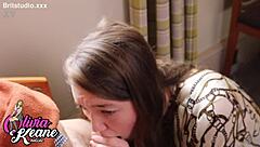 Curvy British Teen Sucks Older Stranger's Cock for First Time Cumshot