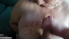 Bountiful ejaculation covers the massive breasts of naughty Marie in amateur delight