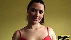 pussyeaten brit beauty with ponytail pleases two guys under her skirt