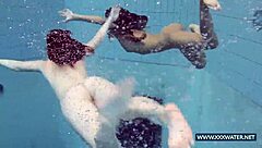 Katrin And Lucy Show Off Big Tits While Swimming Underwater In Bikinis At The Pool