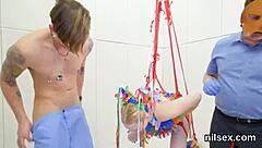 in the brutal asylum, slutty sweetie endures painful butthole treatment with fisting and deepthroat