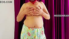 Misssimran Squeezing Big Round Natural Milky Boobs And Nipples Hard!