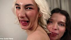 Alternative babes Nelya Smalls 18+, Luna Lyn, and Mia Cheer dive into close-up anal orgy with gapes and cum in mouth.