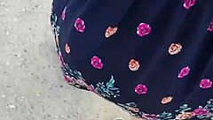 hey, check out this chubby milf flashing her ass outdoors in lingerie