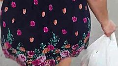 hey, check out this chubby milf flashing her ass outdoors in lingerie