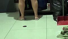 Hot Stepmom Latina MILF Flashes Big Tits And Ass In Bathroom Lingerie