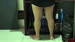 Hot Stepmom Latina MILF Flashes Big Tits And Ass In Bathroom Lingerie