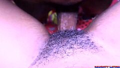 An amateur horny Latina got thrilled by neighbors pounding her hairy pussy in intense doggystyle and missionary sessions.