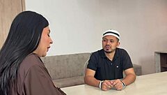 Blonde prisoner contrasts with brunette in rough cunilingus and deepthroat session