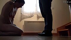 esclave f in collar endures humiliating chained maid sessions outdoors