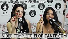 Bisexual Lesbians Kissing Playing With Lollipop